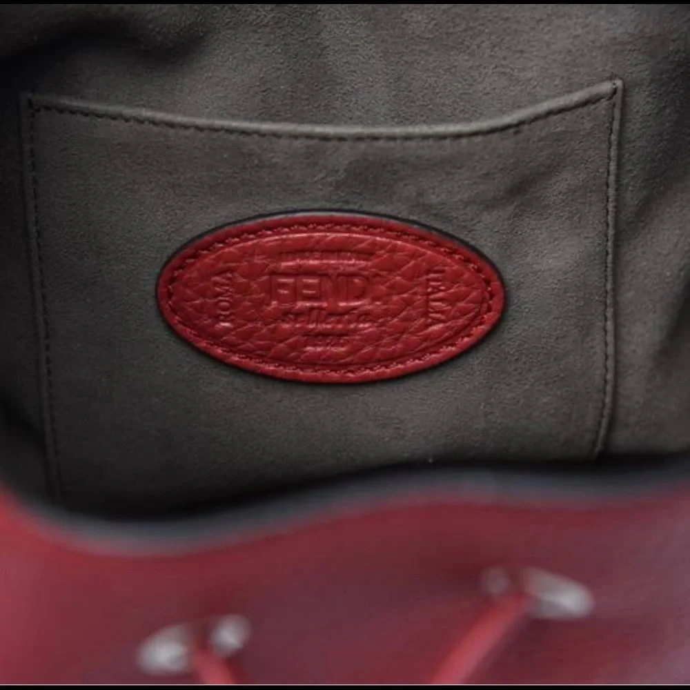 Fendi Bucket Mon Tresor Selleria Red Leather Bag